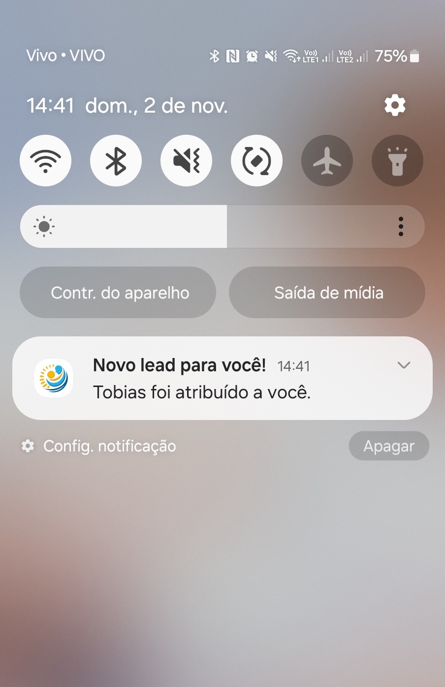 Notificação de novo lead atribuído ao vendedor